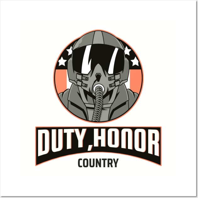 DUTY, HONOR, COUNTRY. MILITARY T SHIRT Wall Art by Meow Meow Cat